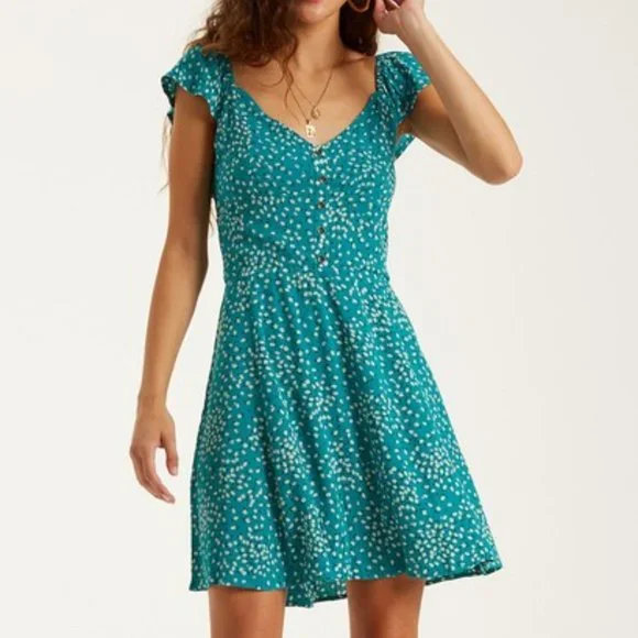 Billabong | Dresses | Billabong Beachy Green Floral Dress | Poshmark